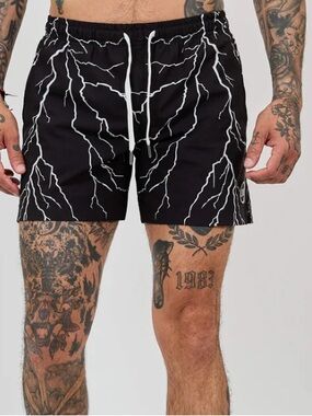 Cove Black Lightning Print  Shorts mens 36